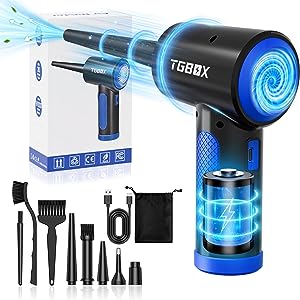 Photo 1 of TGBOX Compressed Air Duster 91000RPM, 3 Speeds Powerful Cordless Air Duster,Portable Air Blower for Cleaning Computer Keyboard, Blue
