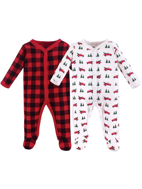 Photo 1 of Hudson Baby Cotton Union Suit, 2-Pack, 6-9 Months - Christmas Tree
