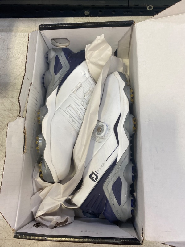 Photo 2 of FootJoy Men's Tour Alpha Dual Boa Golf Shoe 7.5 White/Navy/Grey