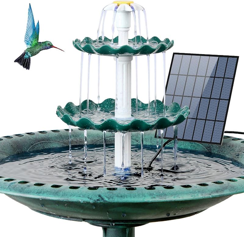 Photo 1 of AISITIN 3 Tiered Bird Bath with 3.5W Solar Pump, DIY Solar Fountain Detachable and Suitable for Bird Bath, Garden Decoration, Outdoor Bird Feeder
