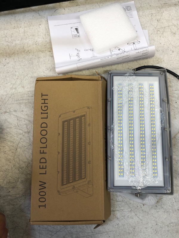 Photo 2 of ?Upgraded?LED Flood Lights Outdoor, 100W 10000 LM Outdoor Security Lights with Plug, Outside LED Work Light 6500K Daylight White, IP66 Waterproof Bright Floodlight for Garage, Yard, Patio, Playground