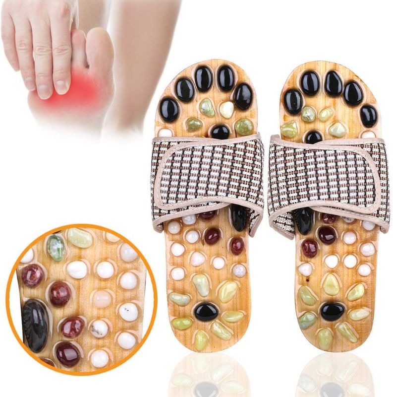 Photo 1 of Acupressure Massage Slippers with Earth Stone, Therapeutic Reflexology Sandals for Foot Acupoint Massage Shiatsu Arch Pain Relief, Fit Women 6-7 Feet Size
