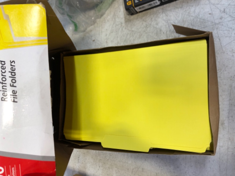 Photo 2 of Pendaflex Grid Pattern Color Legal File Folders - Legal - 8 1/2" x 14" Sheet Size - 1/3 Tab Cut - Top Tab Location - 11 pt. Folder Thickness - Stock - Yellow - 100 / Box