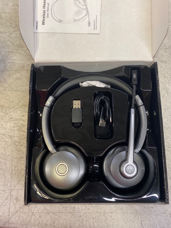Photo 1 of Bluetooth Headset with Microphone, Wireless Headset with AI Noise Canceling, V5.0 On Ear Headphone with USB Dongle & Mute Button Handsfree 26hrs for PC/Laptop/Smartphone/Tablet/Meeting/Class Charcoal Grey