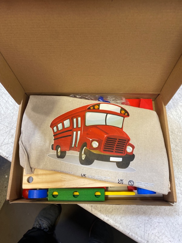 Photo 1 of Boxiki Kids Take Apart Wooden Bus Toy - Wooden Hammer and Ball Toys, STEM Developmental Fun Learning Toy, Montessori Toys for 1 2 3 Year Old Boy & Girl, Best Toddler Gift (Red)