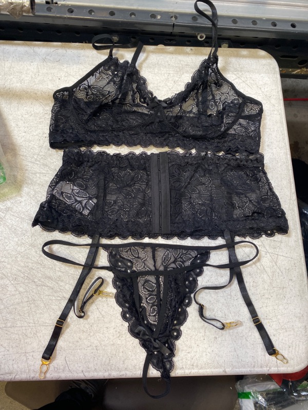 Photo 1 of 3 PIECE BLACK LINGERIE SET XL