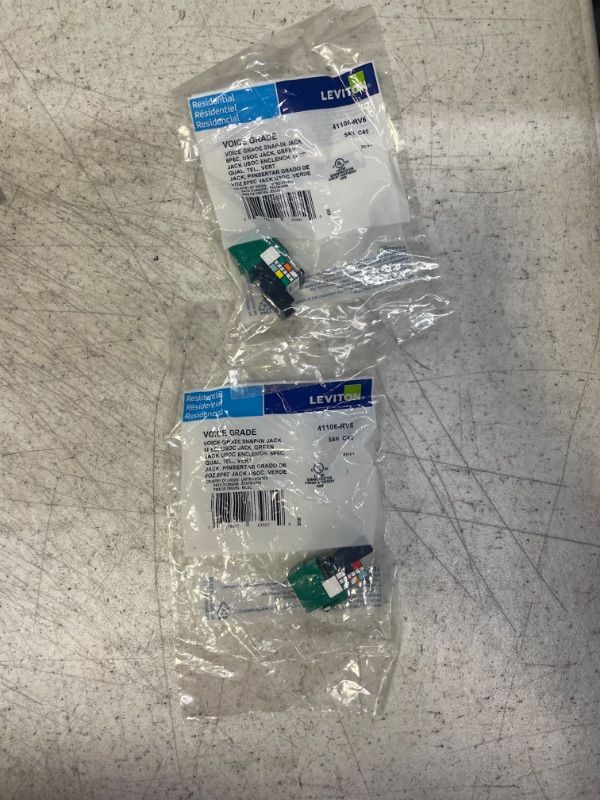 Photo 2 of 2 PACK -- Leviton 41106-RV6 6P6C Voice Grade QuickPort Connector, Green