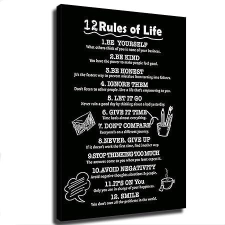 Photo 1 of 12 Rules of Life Inspring and Touched Quote Posters & Prints for Picture Bedroom Living Room Decor Wall Art Frameless and Framed Hanging (16×24inch- Framed)
