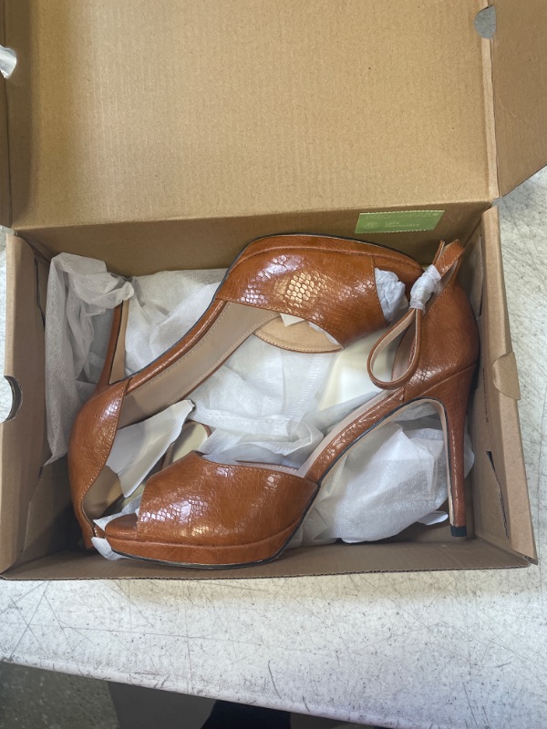 Photo 1 of Coutgo Womens Open Toe Heeled Sandals Snakeskin Ankle Strap Peep Toe Heels Elegant Floral D'Orsay Party Dress Pump Shoes
10.00