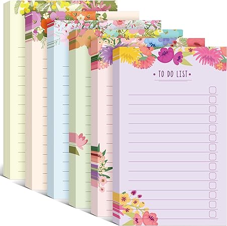 Photo 1 of 300 Sheets to Do List Notes Daily Checklist Notebook Undated Memo Pad Color Block to Do Note Pad Weekly Plan Notepad Agenda and Organizer Planners for College (Flower Style,3.14 x 5.11 Inch)
