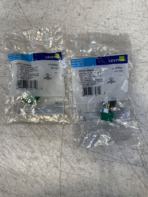 Photo 2 of 2 PACK S-- Leviton 41106-RV6 6P6C Voice Grade QuickPort Connector, Green