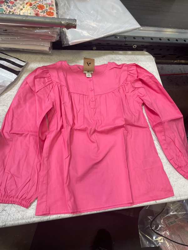 Photo 2 of Amazon Aware Girls' Cotton Blend Puff Sleeve Feminine Blouse
