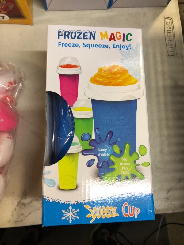 Photo 1 of METAXIP Slushy Maker Cup, Magic Quick Frozen Smoothie Cup, Ice Maker Slushy Machine for Home and Kids, Freezer Cups for Smoothies, Cooling and Frozen Magic Cups TIK TOK Cups with Sticker Straw Brush Blue