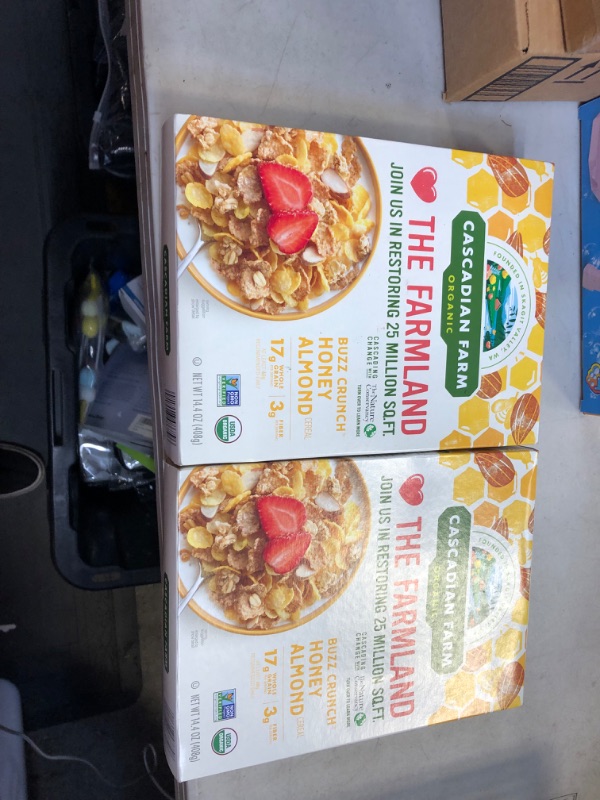 Photo 2 of 2 pack Cascadian Farm Organic Honey Oat Crunch Cereal With Almonds, Non-GMO, 14.4 oz.