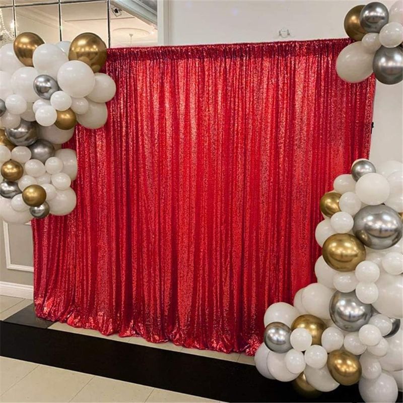 Photo 1 of Sequin Backdrop Curtain RED  8x8ft Sequin Backdrop Sequence Backdrop Party Glitter Backdrop Sparkle Backdrop Wedding Photo Backdrop and Shimmer Backdrop(8ftx8ft, Black) 8ftx8ft RED 