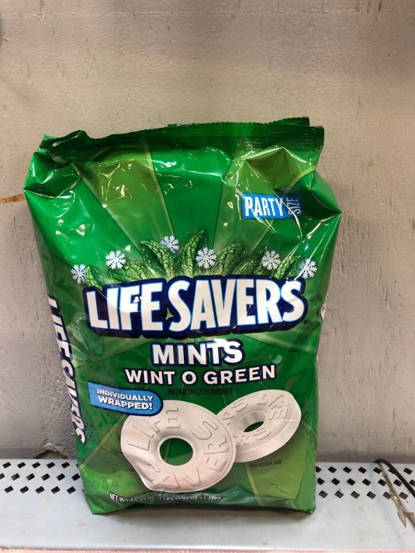 Photo 2 of LIFE SAVERS Wint-O-Green Breath Mint Bulk Hard Candy, Party Size, 44.93 oz Bag           exp 06-2024