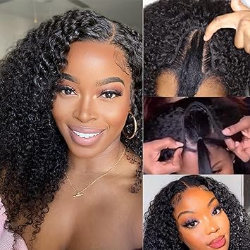 Photo 1 of BLY Advanced U Part Human Hair Wigs Water Wave Curly Hair V Part Wig for Women 200% Density Natural Black Hair 26 Inch No Leave Out Glueless Wig Wear&Go