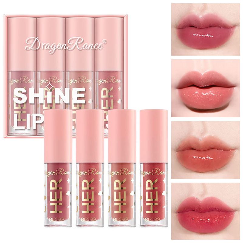 Photo 1 of 4PCS Lip Oil Light Lip Gloss Set,MoisturizingLip Glos Tinted Lip Stain Care Transparent Toot Glow Oil Lip Gloss Kit,Long Lasting Waterproof Non-sticky Cup...