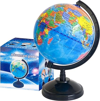 Photo 1 of 6'' Geographic World Globe for Kids,Educational World Globe with Stand,Decorative Rotating World Map Globes Decor,Political Globe for Classroom Geography Teaching,Kids Room
