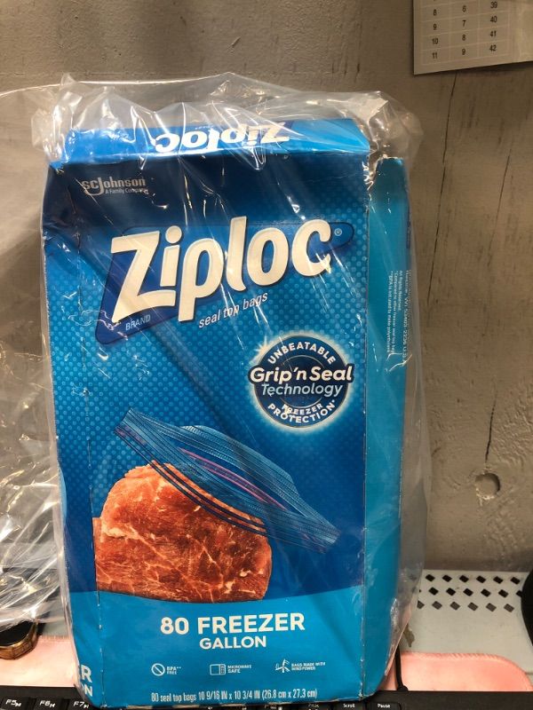 Photo 2 of Ziploc Gallon Food Storage Freezer Bags, Grip 'n Seal Technology for Easier Grip, Open, and Close, 80 Count