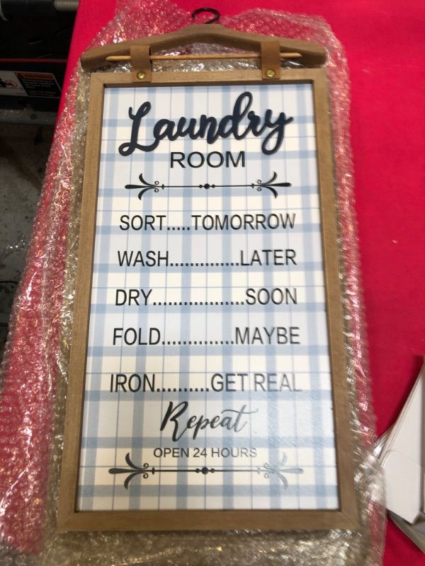 Photo 1 of  Laundry Room Wall Art Decors Laundry Rules Hanging Sign Wash Dry Fold