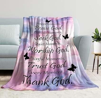 Photo 1 of  Inspirational Blanket Healing Thoughts Throw Blanket Christian Bible Verse Religious Blanket with Positive Energy, Super Soft Prayers Fleece Blanket Get Well Soon Gifts for Women & Men - 40" x 50"