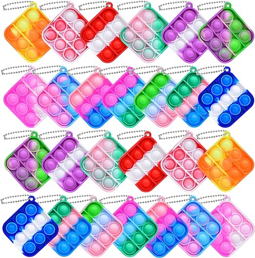 Photo 1 of 26PCS Mini Pop Fidget Toys Pack Push Bubble Pop Keychain Toy, Anxiety Stress Relief Hand Toys, Silicone Squeeze Toys Home Decoration Party Favor for Kids Adults