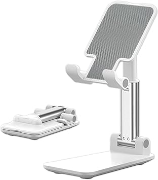 Photo 1 of TFY Universal Adjustable Desktop Stand for Mobile Phones and Tablets. Compatible with iPhones 14, 13, Pro Max, iPads Pro, Air, Mini, Android Phones and Galaxy Tablets, Plus Many Others (White)