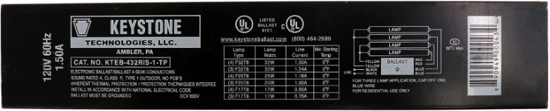 Photo 1 of KTEB-432RIS-1-TP-SL 4 Lamp F32T8 120V Electronic Ballas