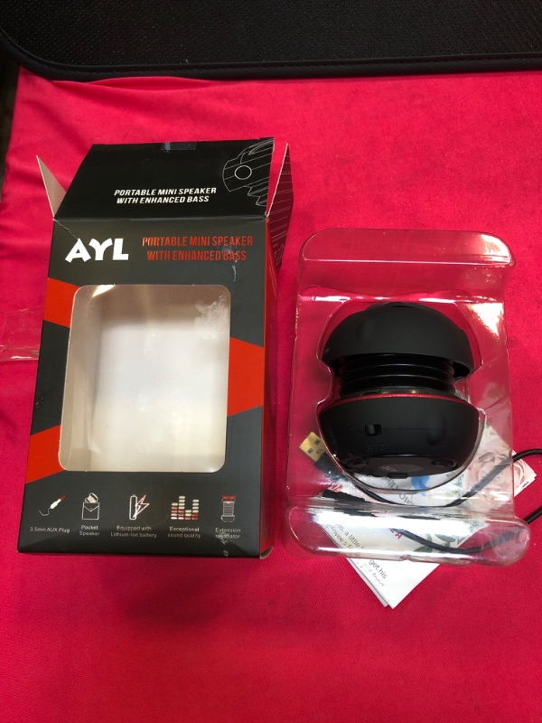 Photo 3 of AYL Mini Speaker System, Portable Plug in Speaker with 3.5mm Aux Audio Input, External Speaker for Laptop Computer, MP3 Player, iPhone, iPad, Cell Phone (Black)