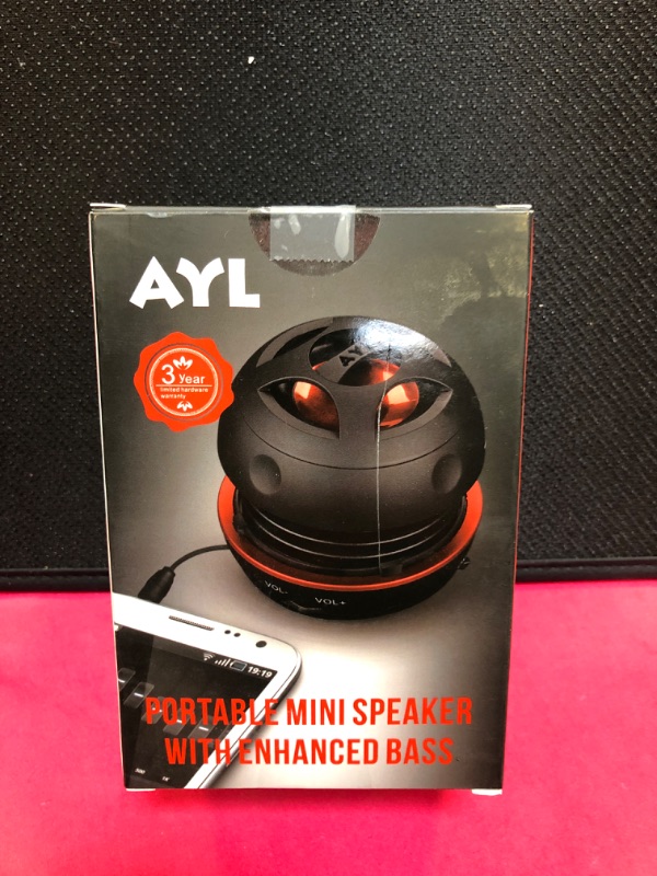 Photo 2 of AYL Mini Speaker System, Portable Plug in Speaker with 3.5mm Aux Audio Input, External Speaker for Laptop Computer, MP3 Player, iPhone, iPad, Cell Phone (Black)