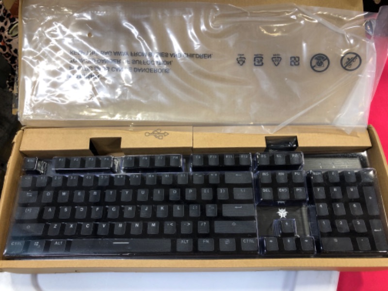 Photo 2 of Hexgears G5 2.4G Wireless Mechanical Keyboard 104 Key, Wireless and Type-C Wired Connection, 100% Full-Size, Blue LED Backlit, Windows and Mac OS Compatible Black Keyboard Kailh Box Brown Switches Kailh Box Brown Switch Jet Black