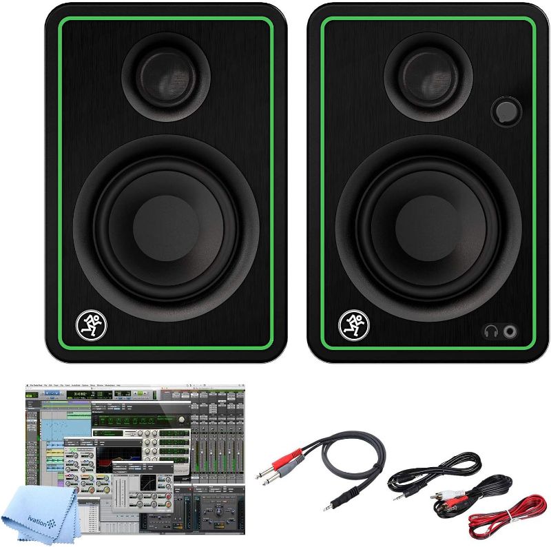 Photo 1 of Mackie CR3-X BT 3-Inch Creative Reference Multimedia Bluetooth Monitors Bundle with and Pro Cable Kit Featuring Pro Tools First DAW Music Editing Software
