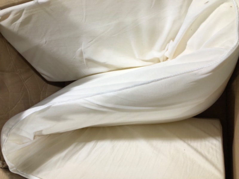 Photo 1 of *USED* Bedluxe Queen Bed Wedge Pillow for Headboard, Foam Headboard Pillow, Bed Gap Filler, Mattress Wedge, Mattress Gap Filler Queen - Fill The Gap (0-7") Between Headboard and Mattress (White, 60"x10"x6") Queen White