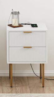 Photo 1 of ***SINGLE DRESSER***

AEPOALUA Nightstand, 2 Drawer Bedside Table with Charging Station
