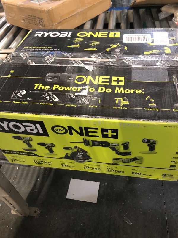 Photo 2 of RYOBI ONE+ PCL1600K2 18V Cordless 6-Tool Combo Kit with 1.5 Ah Battery, 4.0 Ah Battery ***Missing Tools and Charger