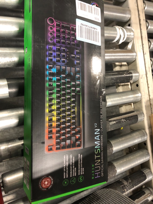 Photo 1 of Razer Huntsman V2 Optical Gaming Keyboard: Fastest Linear Optical Switches Gen-2 w/Sound Dampeners & 8000Hz Polling Rate - Doubleshot PBT Keycaps - Dedicated Media Keys & Dial - Ergonomic Wrist Rest Classic Black Keyboard Huntsman V2 Linear Optical Switch