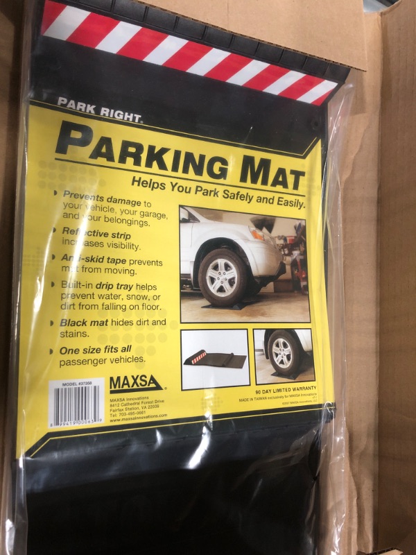 Photo 3 of Maxsa 37358-RS Park Right Perfect Parking Self Adhesive Anti-skid Parking Mat for Cars and Trucks, 2” x 11” x 21.5” Black with Reflective Strip 1-Pack Black Frustration-Free Packaging