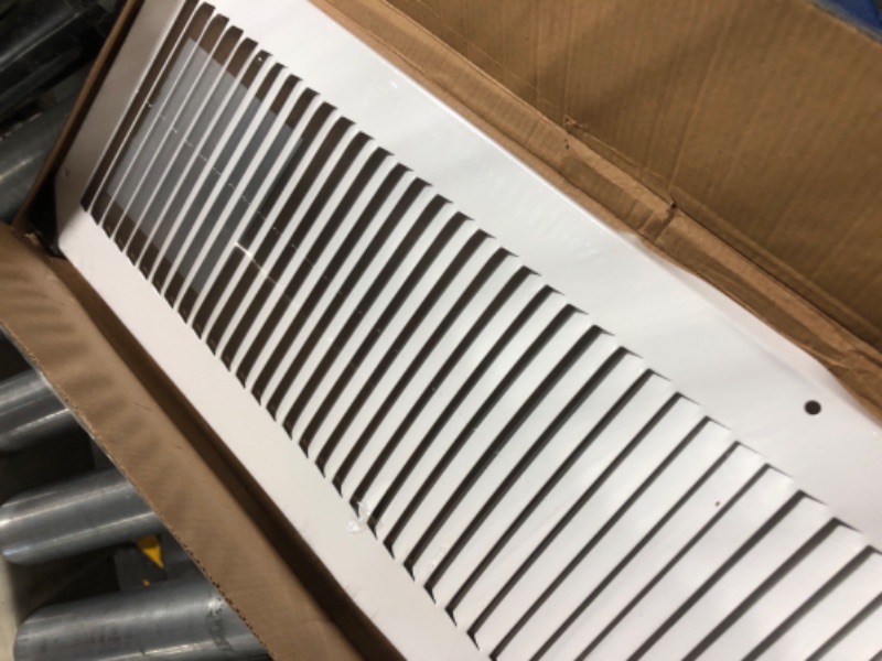 Photo 1 of 6" x 28" Return Air Grille - Sidewall and Ceiling - HVAC Vent Duct Cover Diffuser - [White] [Outer Dimensions: 7.75w X 29.75" h] 6 x 28 White