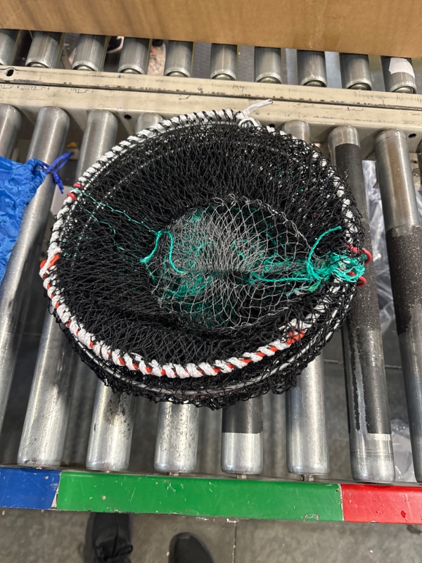 Photo 1 of A1FISHER Fishing Casting Nets Crab Trap Crawfish Crayfish Shrimp Collapsible Cast Net Durable Black Mesh Fishing Nets Portable Folded Safe Fish Catching
