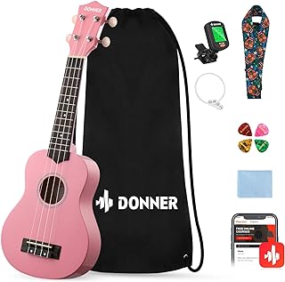 Photo 1 of Donner Concert Ukulele Beginner Kit 23 inch Ukelele Mahogany Wood with Free Online Lesson Gig Bag Strap Nylon String Tuner Picks Ukalalee Yukalalee Bundle Pack DUC-200 Concert Pink