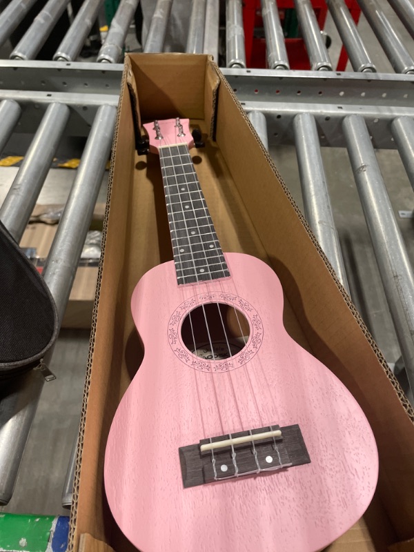 Photo 2 of Donner Concert Ukulele Beginner Kit 23 inch Ukelele Mahogany Wood with Free Online Lesson Gig Bag Strap Nylon String Tuner Picks Ukalalee Yukalalee Bundle Pack DUC-200 Concert Pink