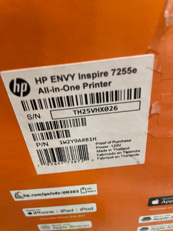 Photo 3 of HP ENVY Inspire 7255e Wireless Color Inkjet Printer, Print, scan, copy, Easy setup, Mobile printing, Best for home, Instant Ink with HP+, White New