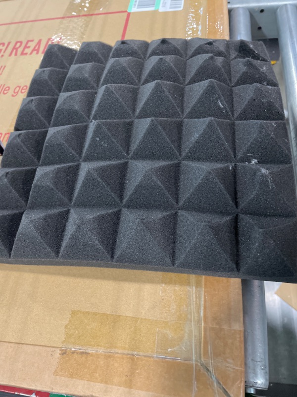 Photo 2 of 36 Pack Auslet Acoustic Panels 12 x 12 x 2 Inches, Pyramid Soundproof Wall Panels, High Density 30kg/m3, Black Acoustic Foam Panels, Sound Proof Panels for Walls 12 x 12 x 2 Inches 36 Pack-30kg/m3