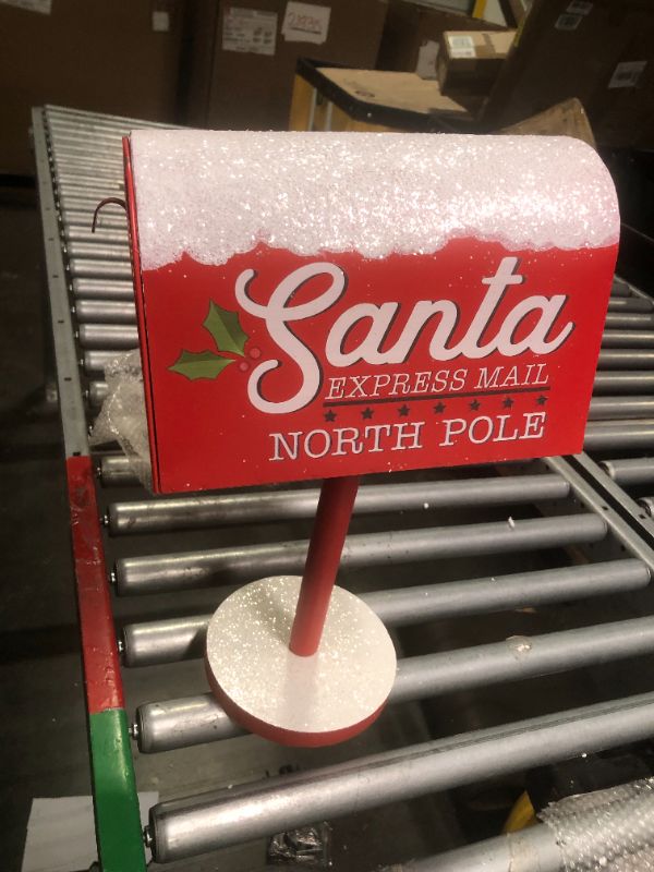 Photo 4 of Adroiteet Christmas Decorations Santa Mailbox, 15.5" x 9.5" Express Mail to North Pole Metal Letter Box, Christmas Decorative Box for Home Room Indoor Outdoor Front Door Xmas Holiday Party Style 1