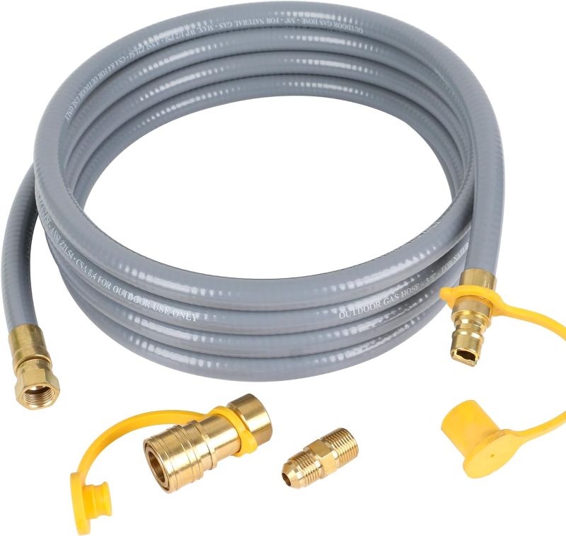 Photo 1 of ATKKE 3/8” ID Natural Gas Hose, Propane Quick Connect Hose Assembly, Propane to Natural Gas Conversion Hose for Grill, Pizza Oven, Heater and More Low Pressure Appliance, 12 Foot