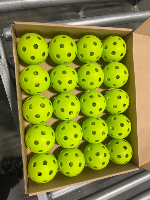 Photo 1 of 20 Pack Baseball Practice Balls - Soft Training Baseballs for Batting Hitting Pitching - Hollow Airflow Softball - Limited Flight Lightweight Mini Ball for Indoor & Outdoor Sport 9 Inches 26 Holes fluorescent green 20 Pack