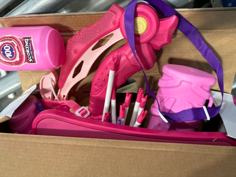 Photo 1 of Bow and Arrow Toys for 5 6 7 8 9 10 Years Olds Girls, Archery Set Includes 2 Super Bow with LED Lights, 20 Suction Cups Arrows,Archery Set with Standing Target,3 Target Cans,Gift for Kids