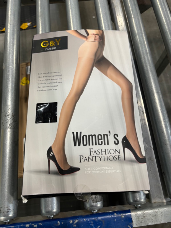 Photo 1 of G&Y 3 Pairs Women's Sheer Tights - 20D Control Top Pantyhose with Reinforced Toes Large Black