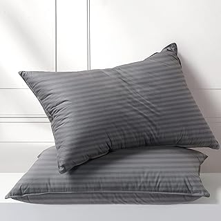 Photo 1 of Acrafsman Down Alternative Pillows,Plush Gel Bed Pillows for Sleeping,Hotel Collection,100% Breathable Polyester Pillow Queen Size Set of 2-Grey Stripe